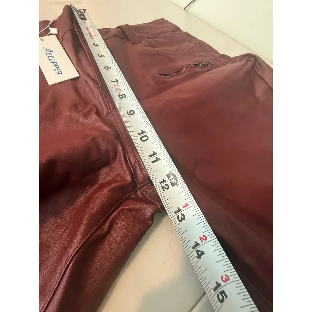 NWT‎ Faux Leather Burgundy pants size 14/16